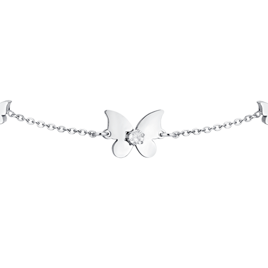 WOMEN'S STEEL BUTTERFLIES AND CUBIC ZIRCONIA BRACELET