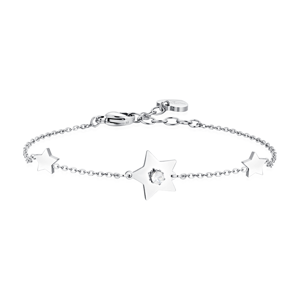 WOMEN'S STEEL STARS AND CUBIC ZIRCONIA BRACELET