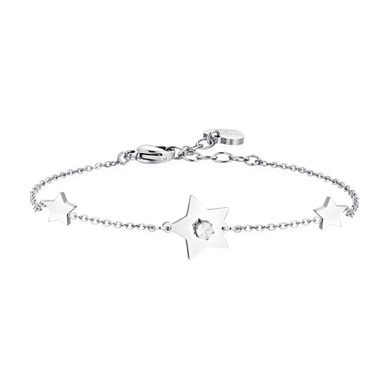 WOMEN'S STEEL STARS AND CUBIC ZIRCONIA BRACELET