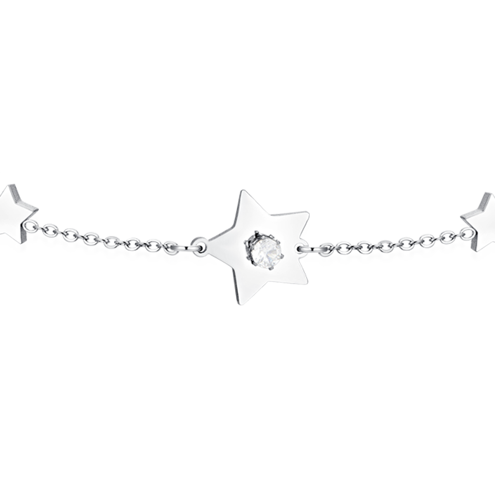 WOMEN'S STEEL STARS AND CUBIC ZIRCONIA BRACELET