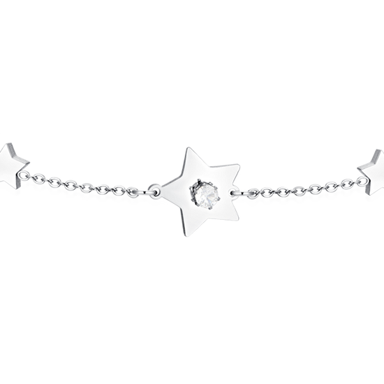 WOMEN'S STEEL STARS AND CUBIC ZIRCONIA BRACELET