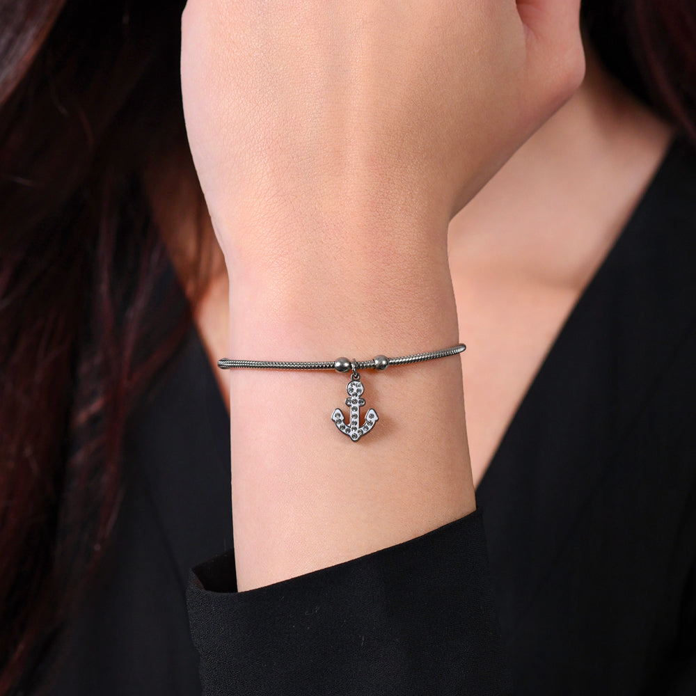 WOMEN'S STEEL BRACELET WITH ANCHOR