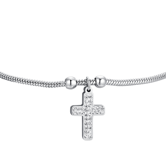 WOMEN'S STEEL BRACELET WITH CROSS