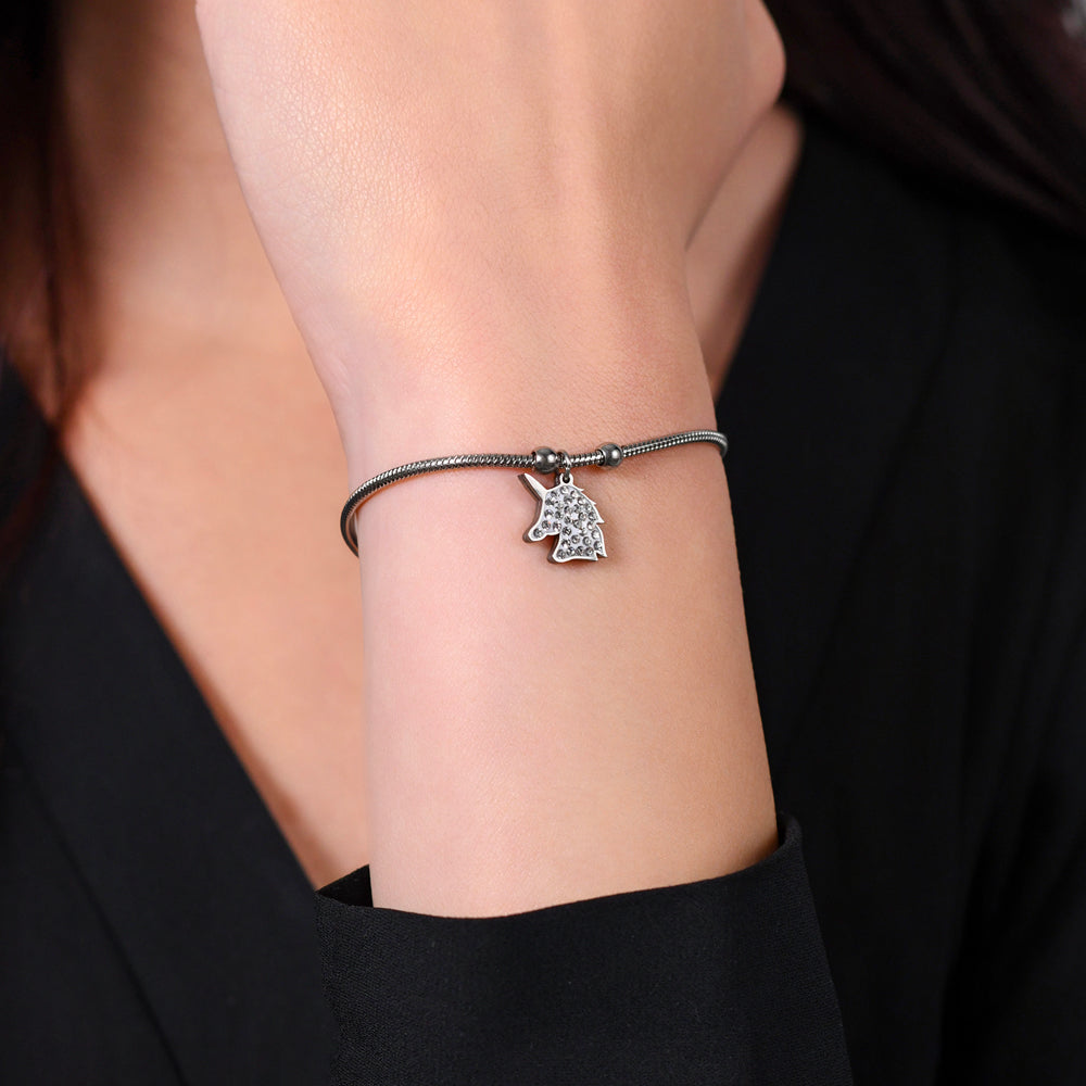 WOMEN STEEL BRACELET WITH UNICORN