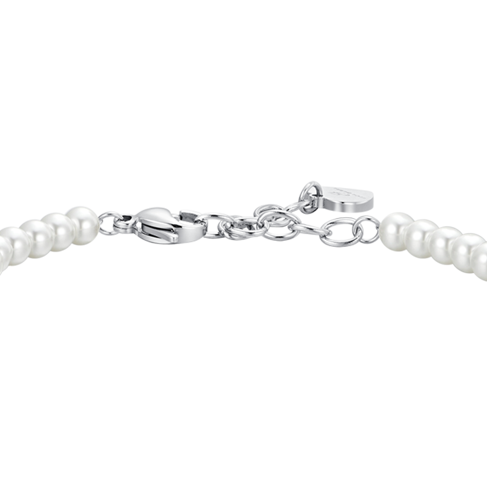 STEEL PEARLS AND WHITE CUBIC ZIRCONIA WOMEN'S BRACELET