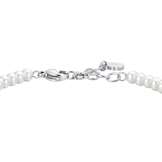 STEEL PEARLS AND WHITE CUBIC ZIRCONIA WOMEN'S BRACELET