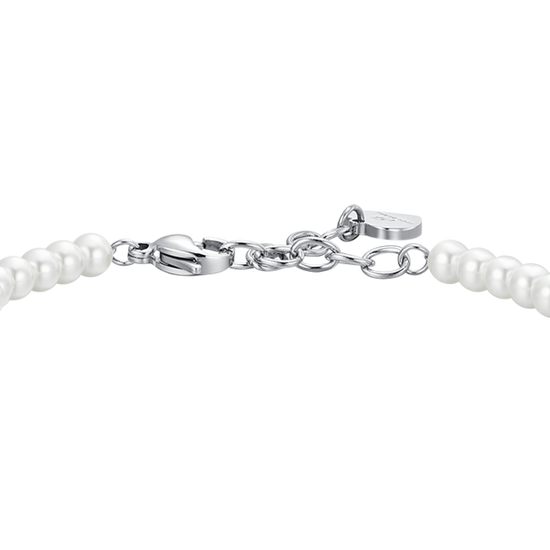 WOMEN'S STEEL PEARL AND WHITE ZIRCON HEART BRACELET