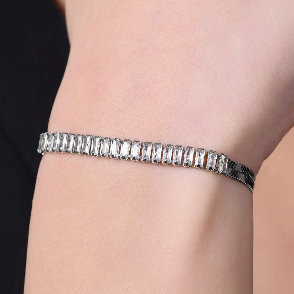 WHITE ZIRCONIA STEEL WOMEN'S BRACELET