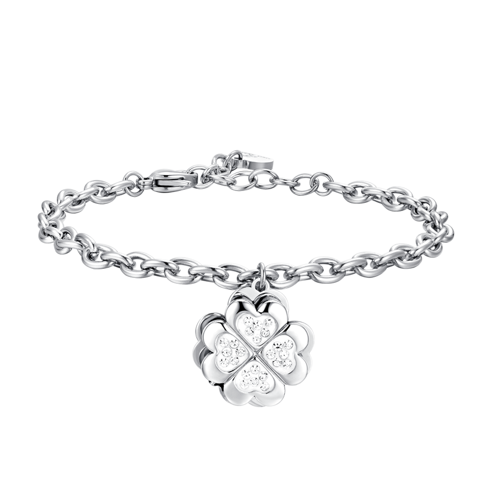 WOMEN'S STEEL FOUR-LEAF CLOVER SWIVEL BRACELET