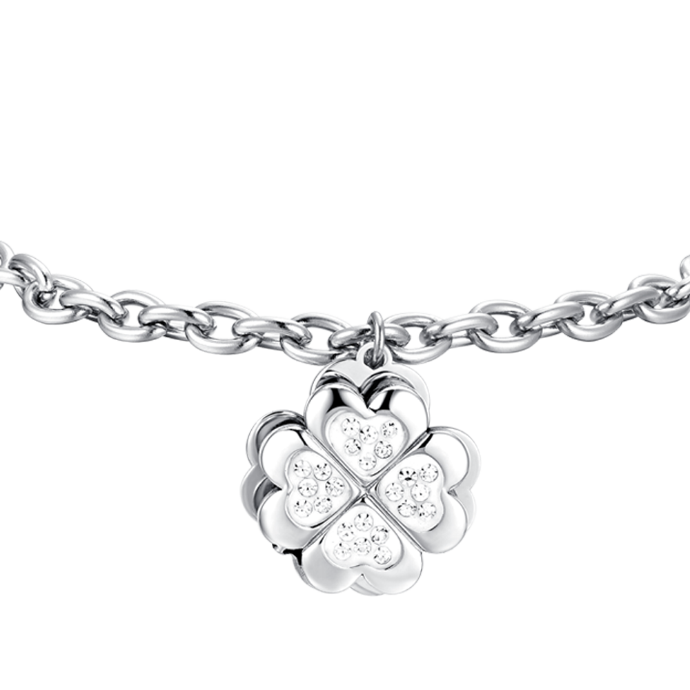 WOMEN'S STEEL FOUR-LEAF CLOVER SWIVEL BRACELET