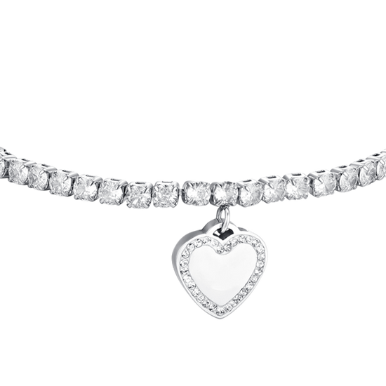 WOMAN'S TENNIS BRACELET IN STEEL HEART AND ZIRCONES Luca Barra