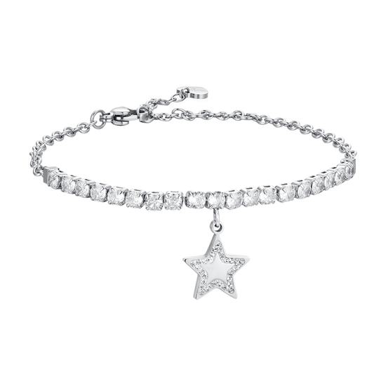 STEEL STAR AND CUBIC ZIRCONIA WOMEN'S TENNIS BRACELET