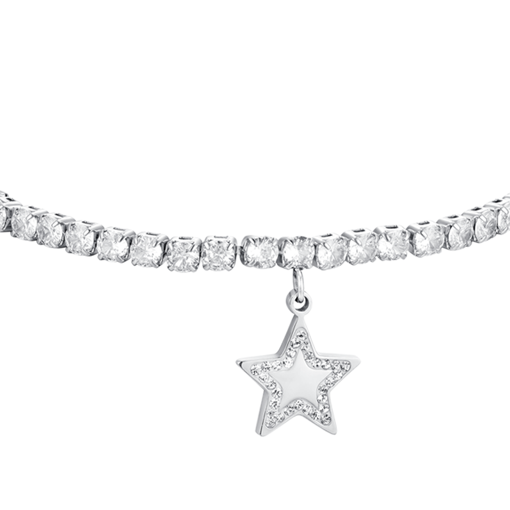 WOMAN'S TENNIS BRACELET IN STEEL STAR AND ZIRCONES Luca Barra