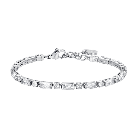 WHITE CUBIC ZIRCONIA STEEL WOMEN'S TENNIS BRACELET