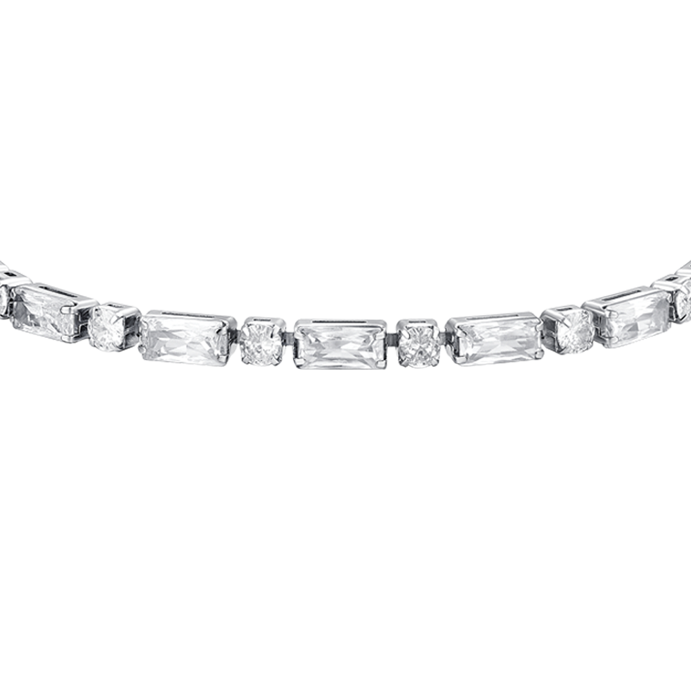 WHITE CUBIC ZIRCONIA STEEL WOMEN'S TENNIS BRACELET