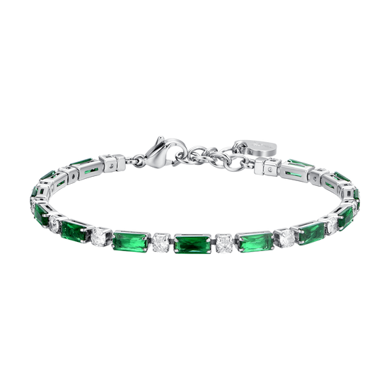 GREEN CUBIC ZIRCONIA STEEL WOMEN'S TENNIS BRACELET