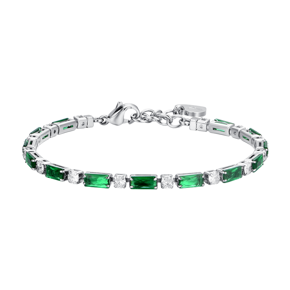 GREEN CUBIC ZIRCONIA STEEL WOMEN'S TENNIS BRACELET