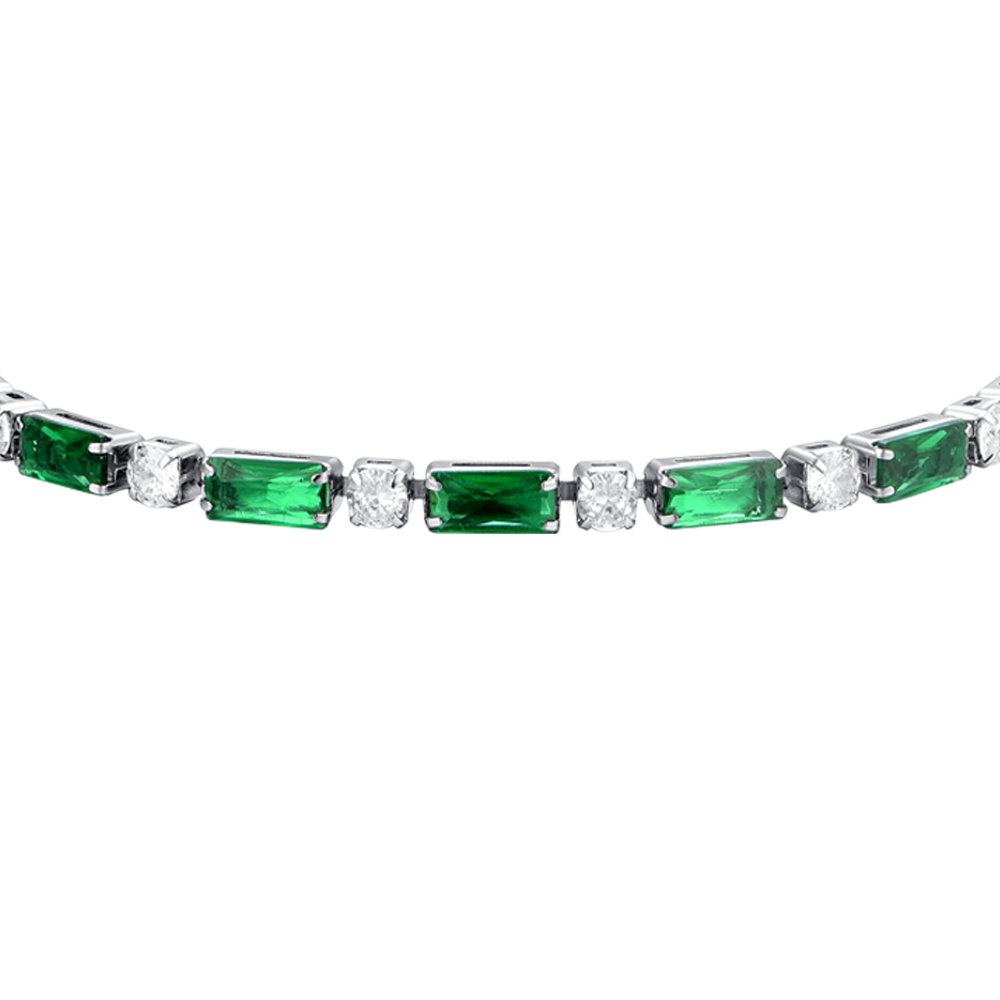 GREEN CUBIC ZIRCONIA STEEL WOMEN'S TENNIS BRACELET