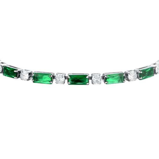 GREEN CUBIC ZIRCONIA STEEL WOMEN'S TENNIS BRACELET