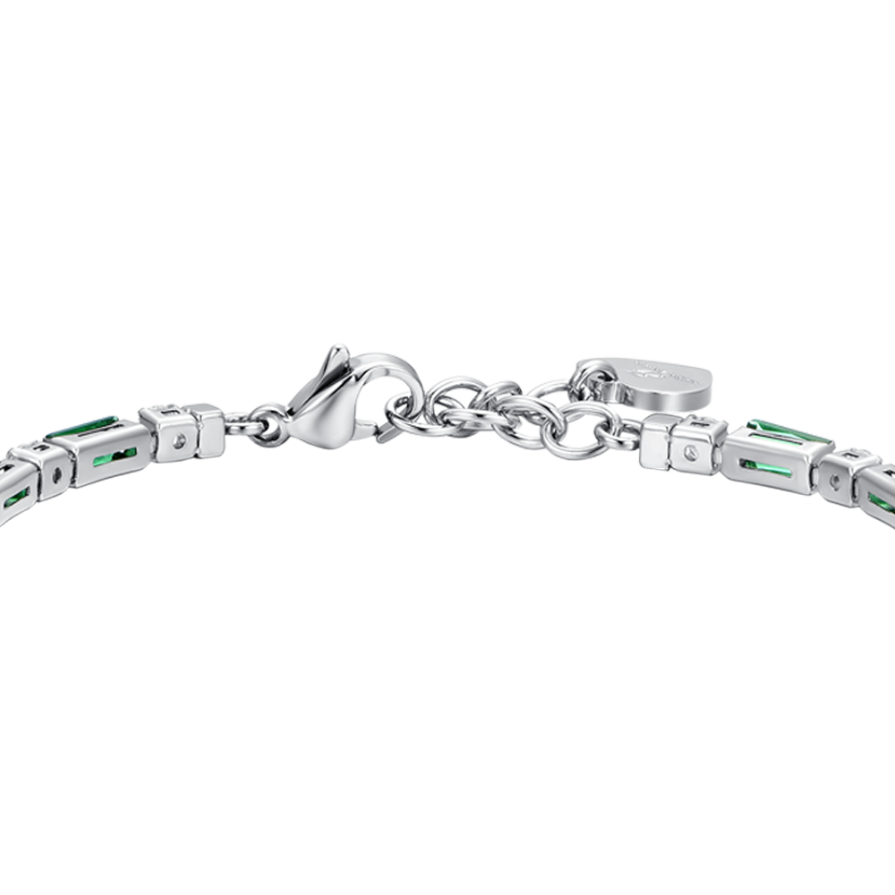 GREEN CUBIC ZIRCONIA STEEL WOMEN'S TENNIS BRACELET