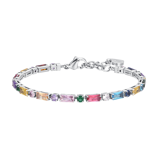 MULTICOLOR CUBIC ZIRCONIA STEEL WOMEN'S TENNIS BRACELET