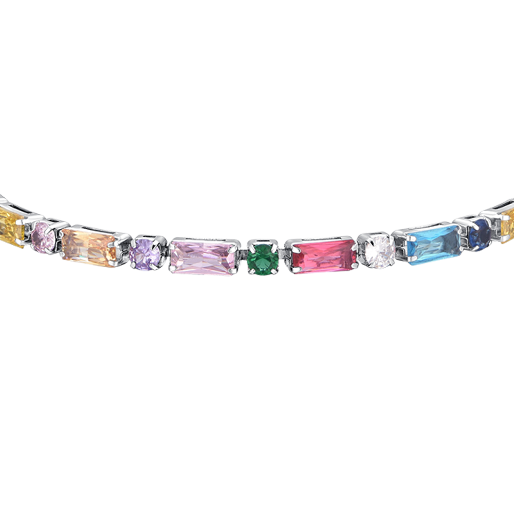 MULTICOLOR CUBIC ZIRCONIA STEEL WOMEN'S TENNIS BRACELET