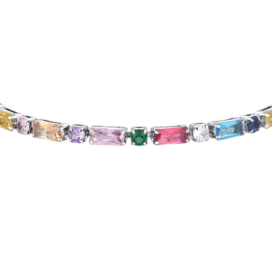 MULTICOLOR CUBIC ZIRCONIA STEEL WOMEN'S TENNIS BRACELET