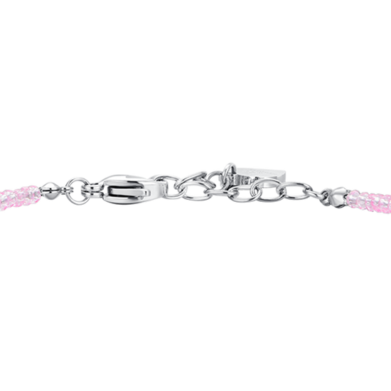 WOMEN'S STEEL BRACELET PINK CRYSTALS AND WHITE CUBIC ZIRCONIA