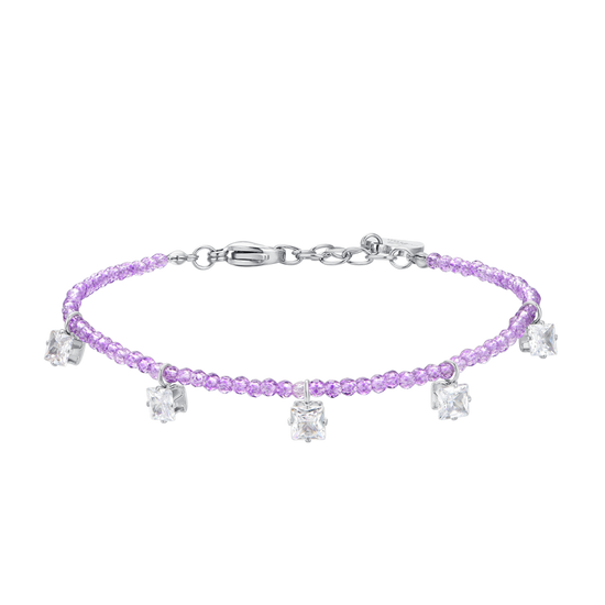 WOMEN'S STEEL BRACELET PURPLE CRYSTALS AND WHITE CUBIC ZIRCONIA