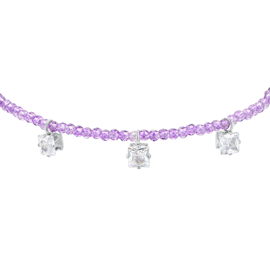 WOMEN'S STEEL BRACELET PURPLE CRYSTALS AND WHITE CUBIC ZIRCONIA