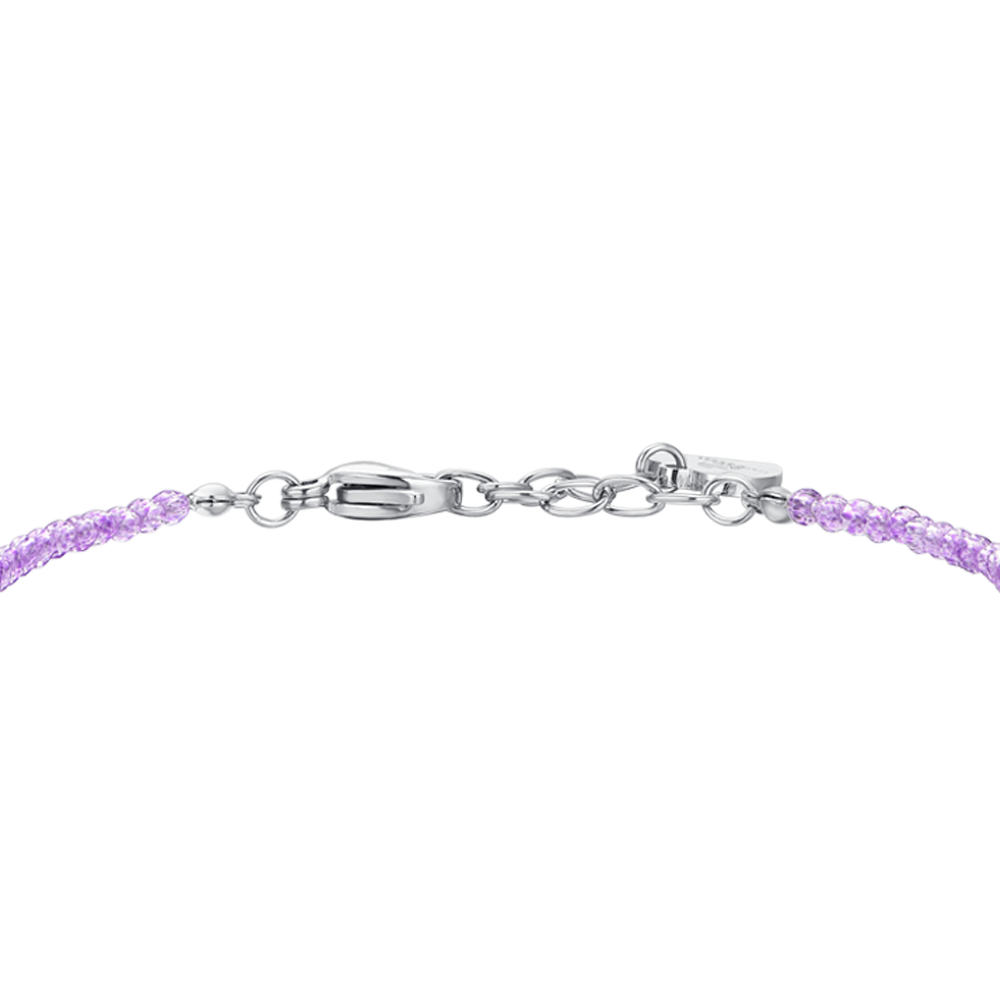 WOMEN'S STEEL BRACELET PURPLE CRYSTALS AND WHITE CUBIC ZIRCONIA