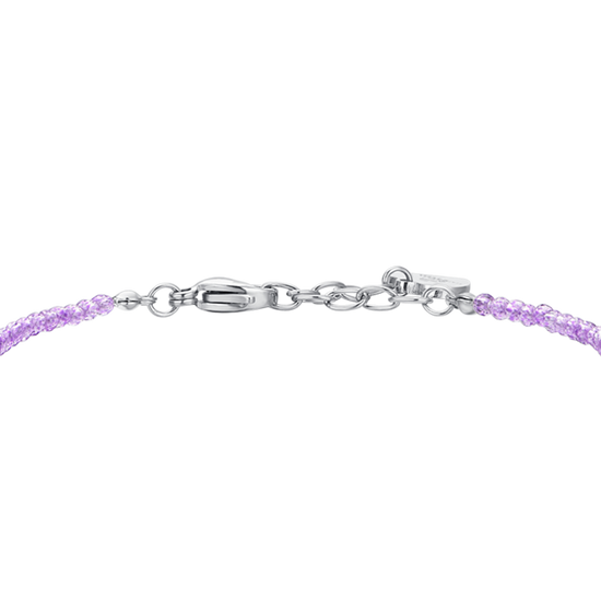 WOMEN'S STEEL BRACELET PURPLE CRYSTALS AND WHITE CUBIC ZIRCONIA