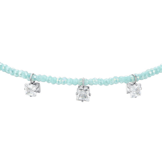 WOMEN'S STEEL BRACELET TURQUOISE CRYSTALS AND WHITE CUBIC ZIRCONIA