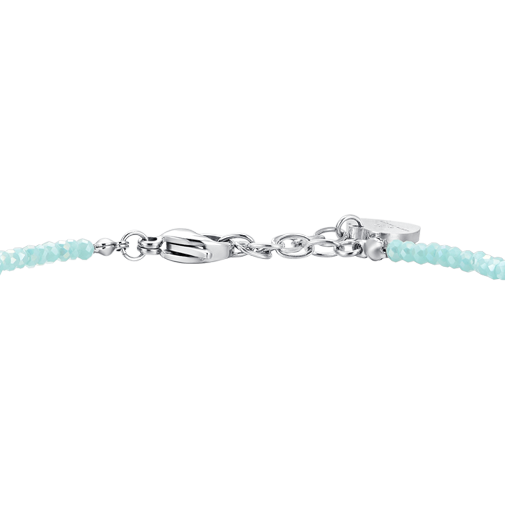 WOMEN'S STEEL BRACELET TURQUOISE CRYSTALS AND WHITE CUBIC ZIRCONIA