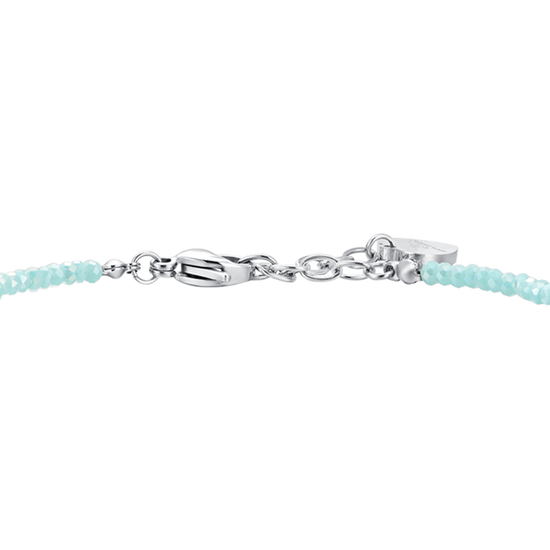 WOMEN'S STEEL BRACELET TURQUOISE CRYSTALS AND WHITE CUBIC ZIRCONIA