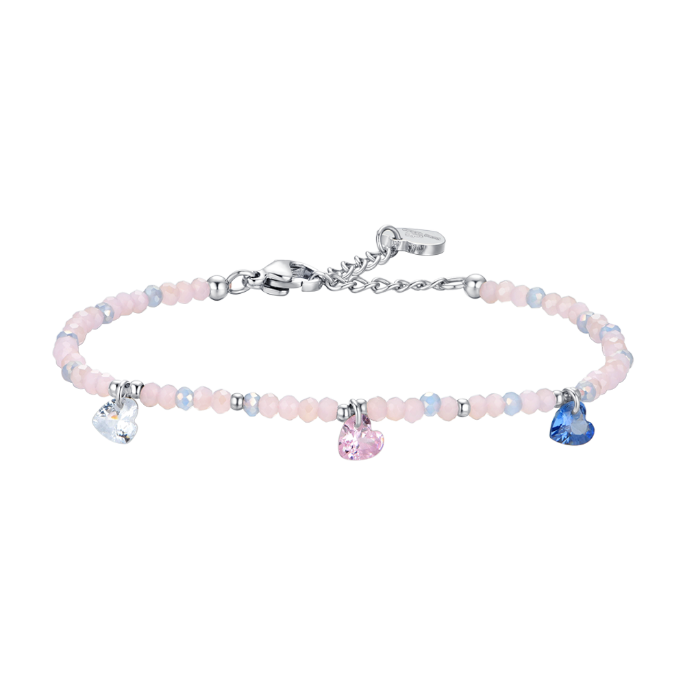 WOMEN'S STEEL BRACELET PINK STONES AND MULTICOLOR CRYSTALS