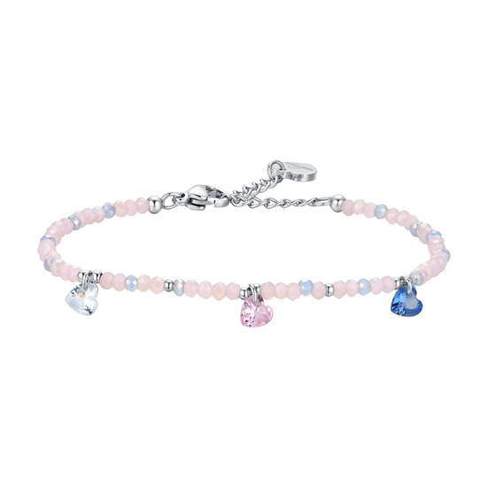 WOMEN'S STEEL BRACELET PINK STONES AND MULTICOLOR CRYSTALS