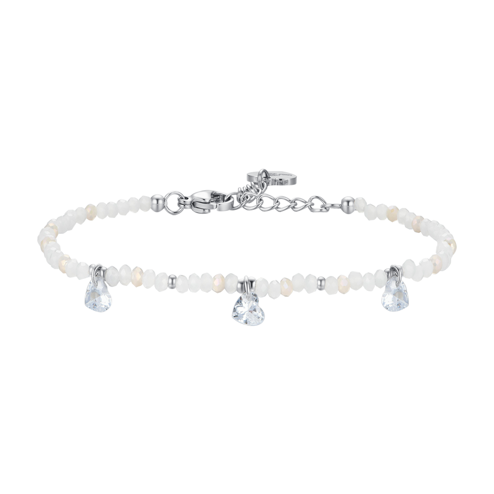 WOMEN'S STEEL BRACELET WHITE STONES AND CRYSTALS