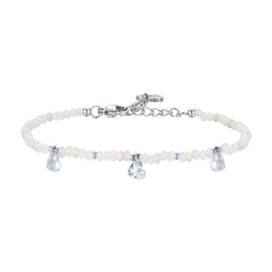 WOMEN'S STEEL BRACELET WHITE STONES AND CRYSTALS