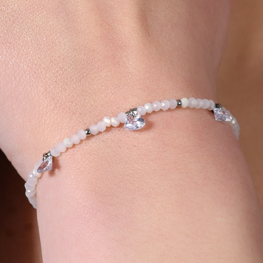 WOMEN'S STEEL BRACELET WHITE STONES AND CRYSTALS