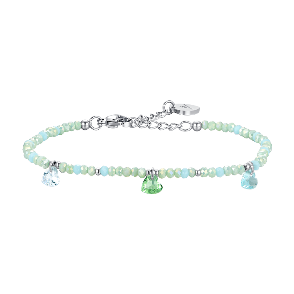 WOMEN'S STEEL BRACELET TEAL STONES AND CRYSTALS