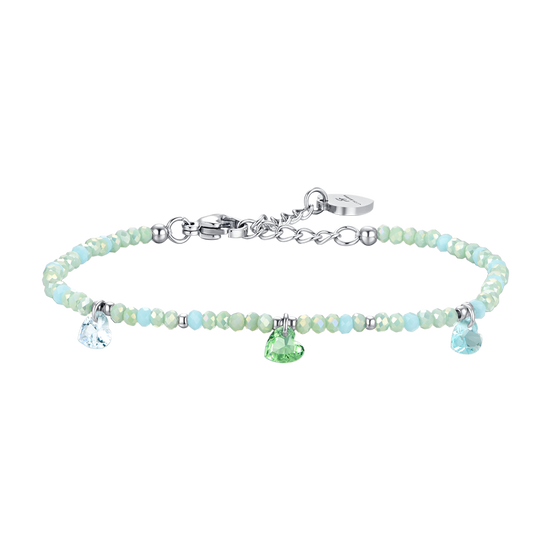 WOMEN'S STEEL BRACELET TEAL STONES AND CRYSTALS