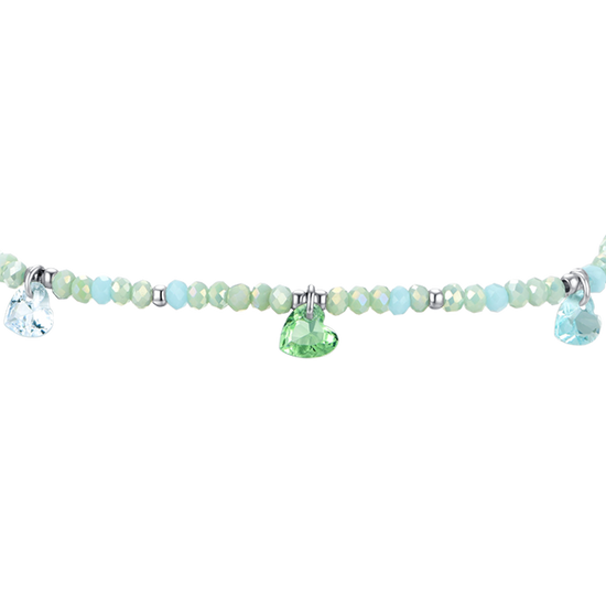 WOMEN'S STEEL BRACELET TEAL STONES AND CRYSTALS