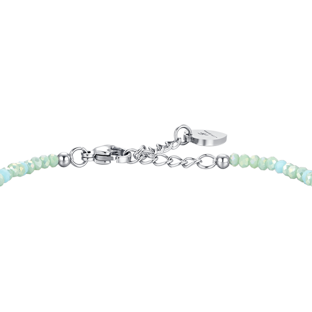 WOMEN'S STEEL BRACELET TEAL STONES AND CRYSTALS