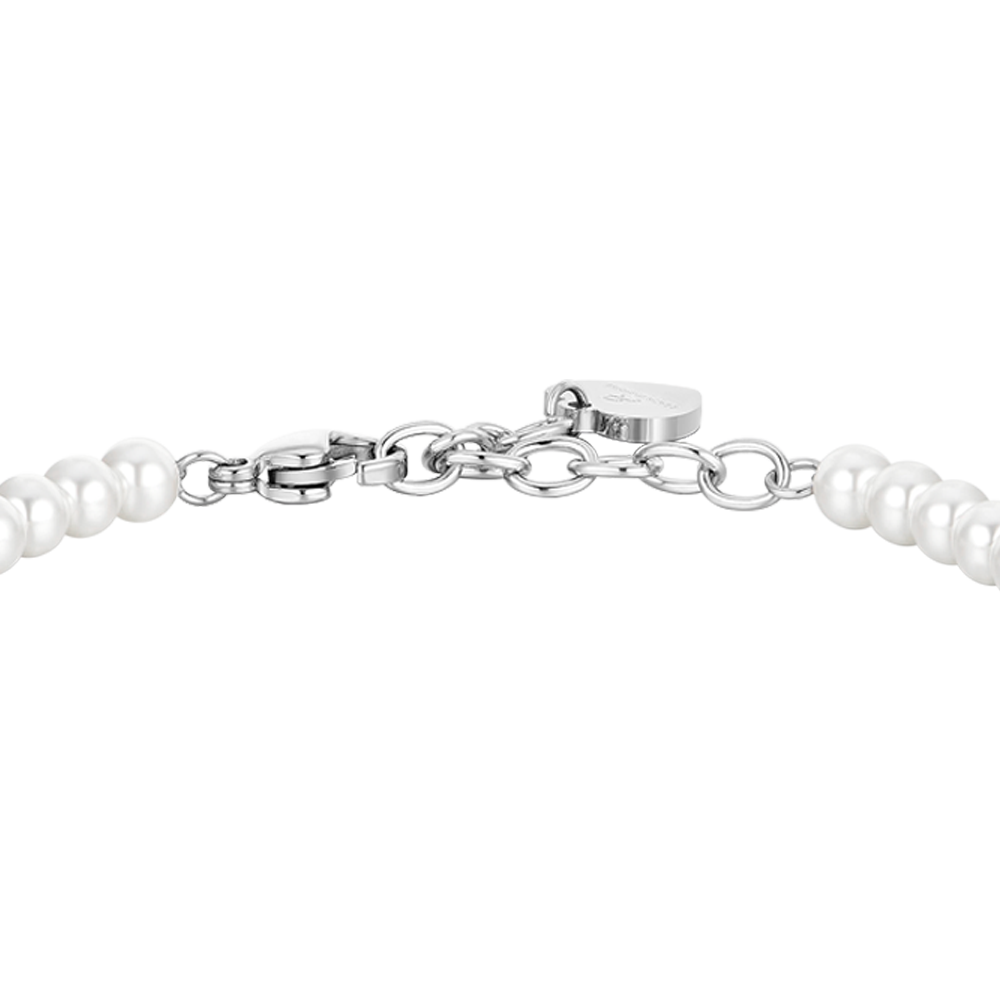 WOMAN'S BRACELET IN STEEL PEARLS AND CROSS Luca Barra