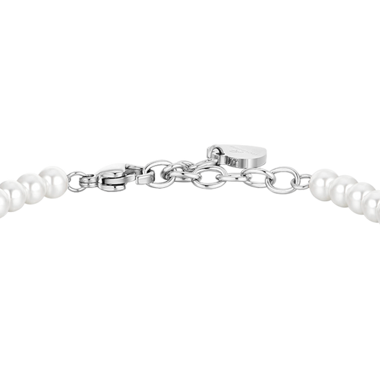 WOMAN'S BRACELET IN STEEL PEARLS AND CROSS Luca Barra