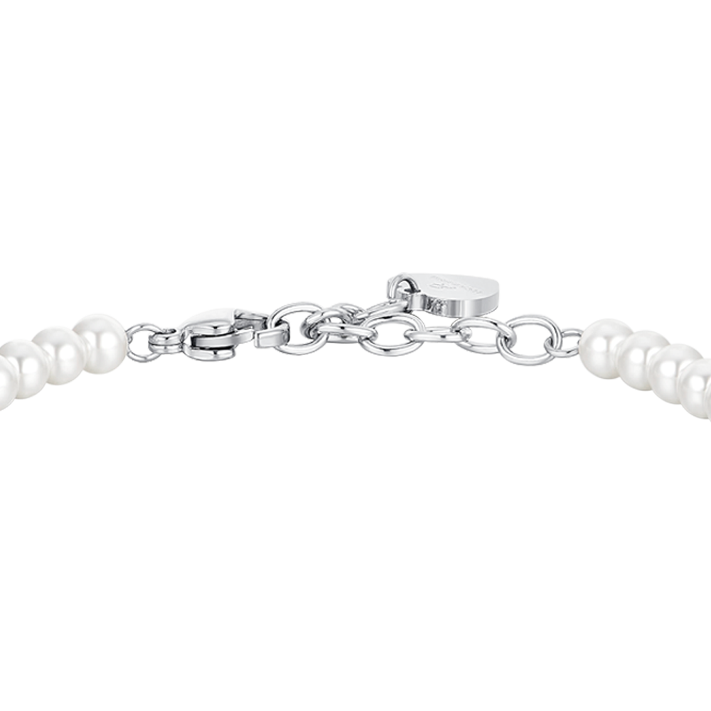 WOMAN'S BRACELET IN STEEL PEARLS AND QUADRIFOGLIO Luca Barra