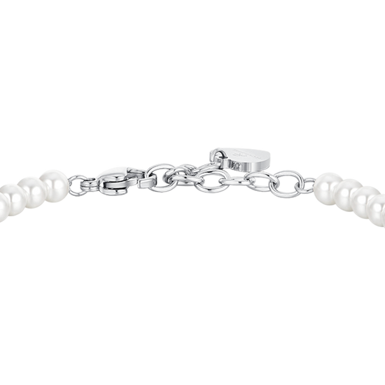 WOMAN'S BRACELET IN STEEL PEARLS AND QUADRIFOGLIO Luca Barra