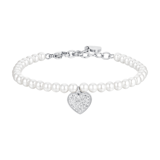 PEARLS AND HEART STEEL WOMEN'S BRACELET