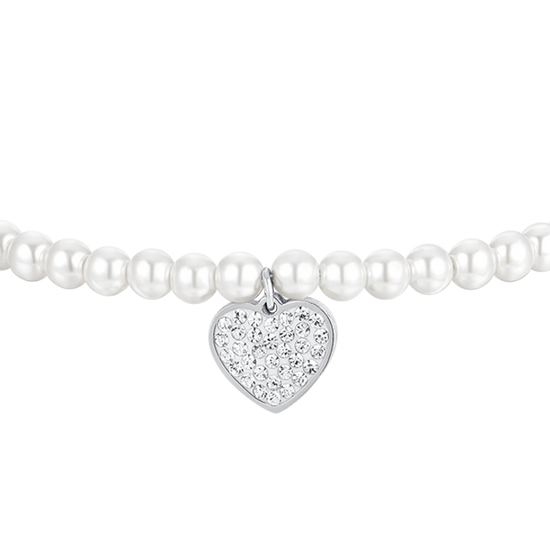 WOMAN'S BRACELET IN STEEL PEARLS AND HEART Luca Barra